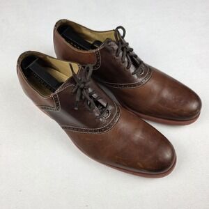 Cole Haan Men Two Tone Brown Leather Saddle Oxford Dress Shoes Size 10.5 M